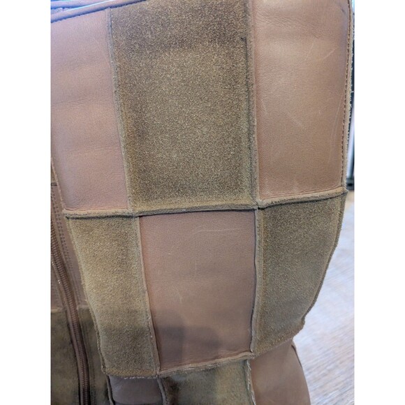 Ladies Vintage Y2K  Tan Patchwork Suede Leather Boots By Me Too Sz 7 Zipper - Picture 4 of 9